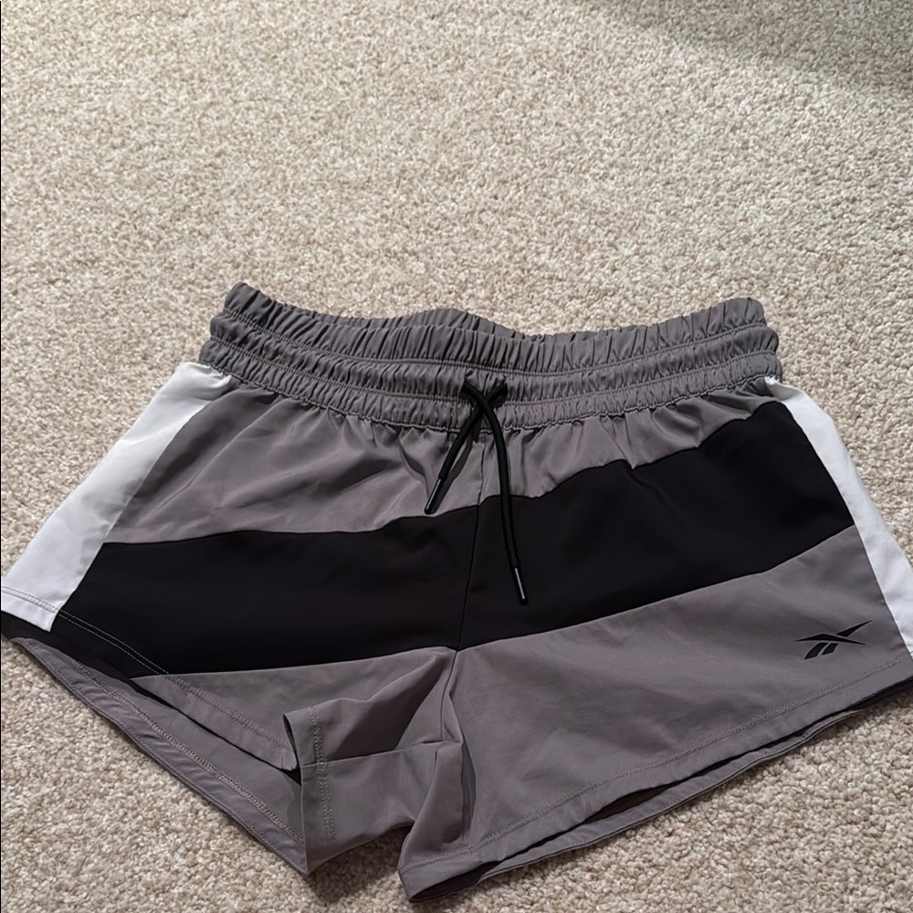 Reebok Athletic Shorts Gray and Black with Moisture-Wicking Fabric